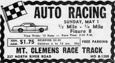 1966 ad Mt. Clemens Race Track, Mount Clemens
